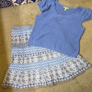 Sigrid Olsen Skirt and Short Sleeve Sweater Top